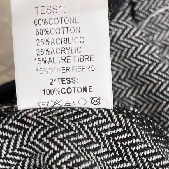 Amici by Baci Black White Herringbone Raw Seam Organic Cotton Jacket Size Medium - Picture 7 of 9